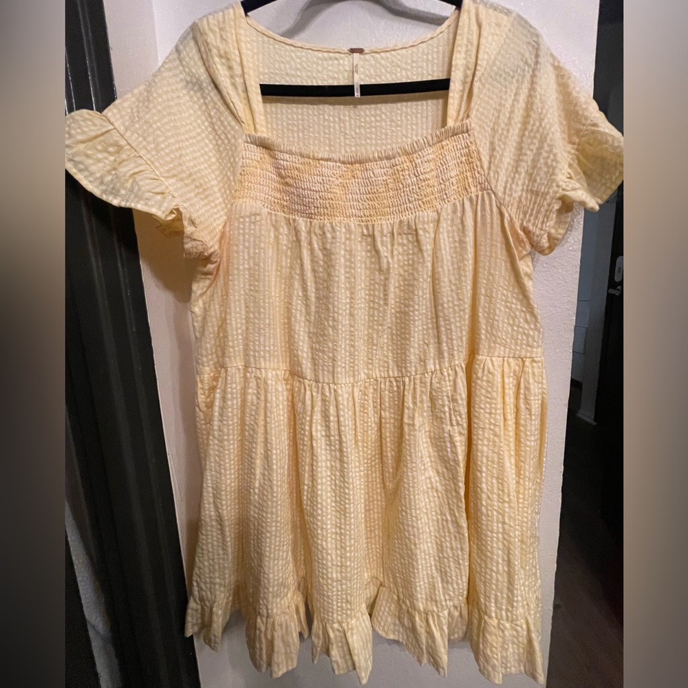 Free people dress/tunic in yellow gingham